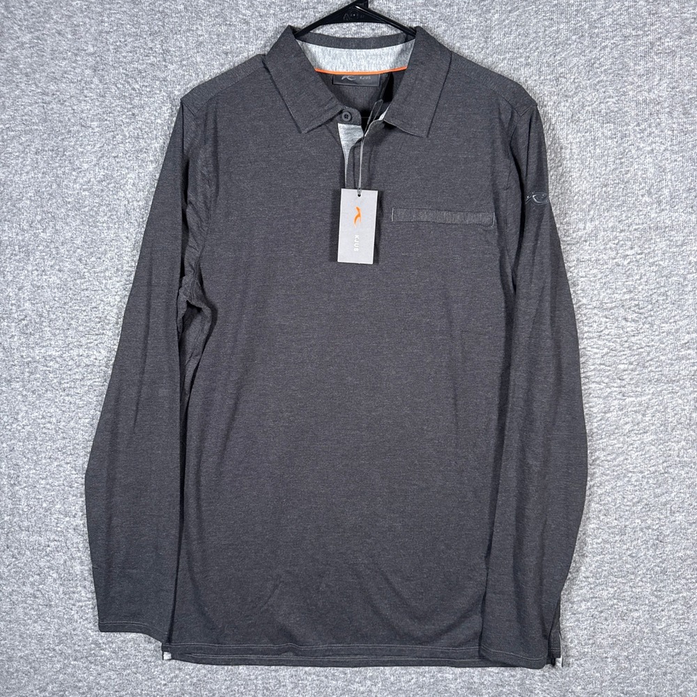 NEW KJUS Inverness Polo Shirt Mens 52 Large Charcoal Long Sleeve Cashmere Blend